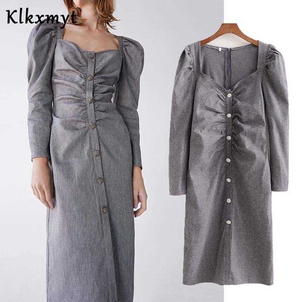 klkxmyt za dres chic fashion buckle midi vintage long sleeve square collar female es vestidos 210527, Black;gray
klkxmyt za dres chic fashion buckle midi vintage long sleeve square collar female es vestidos 210527, Black;gray
