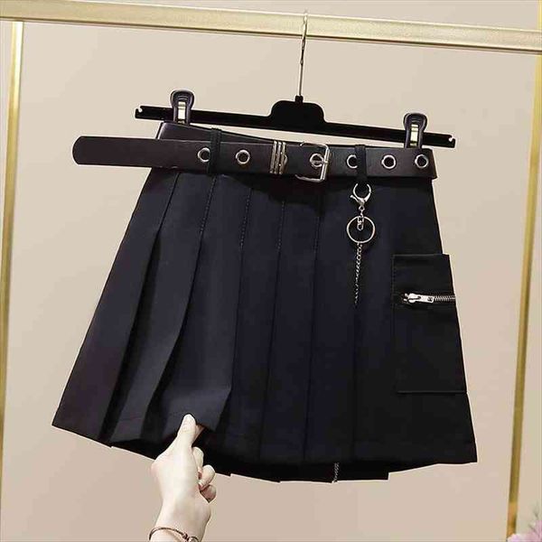 black pleated skirt female summer japanese chain gray skirt high waist a bottom chic mini with belt
black pleated skirt female summer japanese chain gray skirt high waist a bottom chic mini with belt