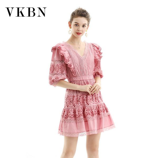 vkbn dresses woman party night hollow out v-neck dress elegant lantern sleeve white and pink 210507, Black;gray
vkbn dresses woman party night hollow out v-neck dress elegant lantern sleeve white and pink 210507, Black;gray