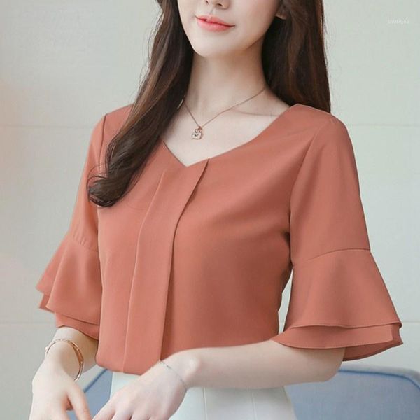women's blouses & shirts 2021 womens and summer flare sleeve chiffon blouse shirt women ladies work wear office blusa feminina, White
women's blouses & shirts 2021 womens and summer flare sleeve chiffon blouse shirt women ladies work wear office blusa feminina, White