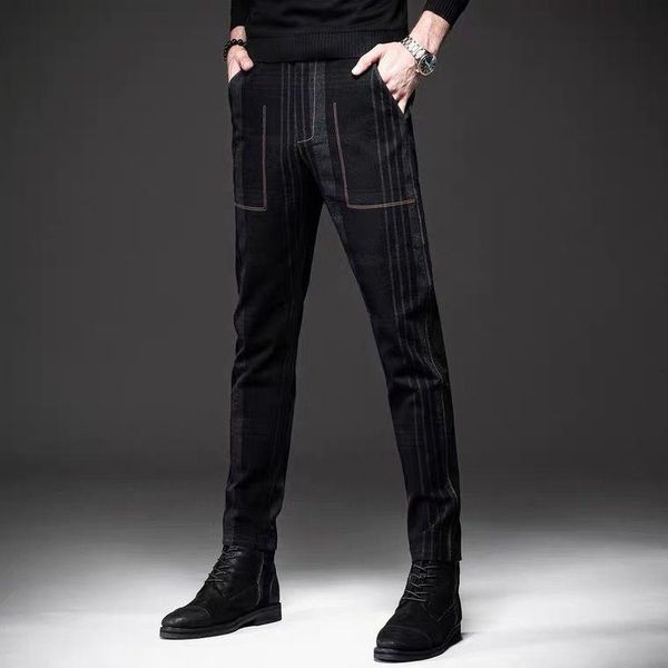 men's pants 2021 mens casual trousers skinny stretch chinos slim pant plaid check male, Black
men's pants 2021 mens casual trousers skinny stretch chinos slim pant plaid check male, Black