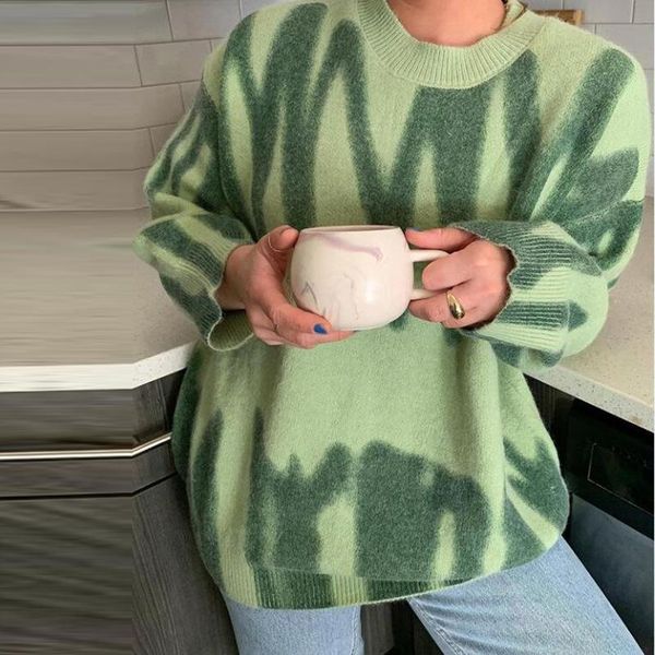 women's sweaters autumn and winter 2021 fashion trendy casual round neck long-sleeved tie-dye loose pullover sweater, White;black
women's sweaters autumn and winter 2021 fashion trendy casual round neck long-sleeved tie-dye loose pullover sweater, White;black