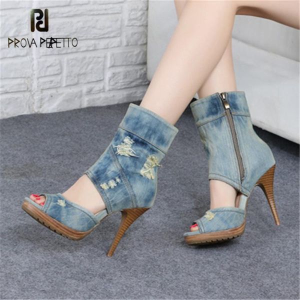 boots prova perfetto peep toe women ankle hollow out denim summer high heel shoes woman platform pumps, Black
boots prova perfetto peep toe women ankle hollow out denim summer high heel shoes woman platform pumps, Black