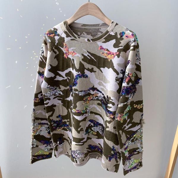 women's sweaters sequin camouflage women knit sweater long sleeve o-neck casual loose lady pullover, White;black
women's sweaters sequin camouflage women knit sweater long sleeve o-neck casual loose lady pullover, White;black