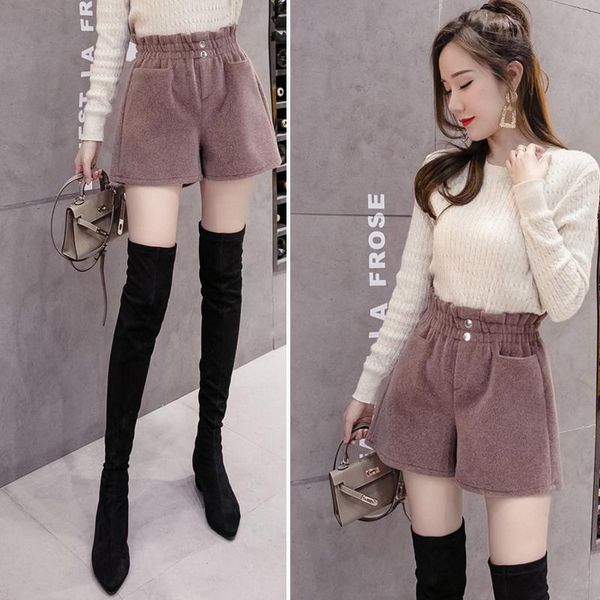 women's shorts 2021 women autumn winter solid a-line wide legs female high waist booty ladies mink fleece q803, White;black
women's shorts 2021 women autumn winter solid a-line wide legs female high waist booty ladies mink fleece q803, White;black