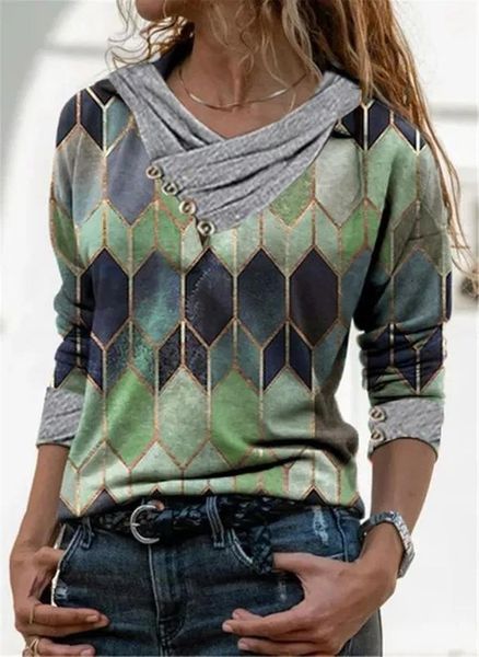 women's t-shirt donsignet woman fashion t-shirts spring/autumn loose v-neck long sleeve geometric printed pullover, White
women's t-shirt donsignet woman fashion t-shirts spring/autumn loose v-neck long sleeve geometric printed pullover, White