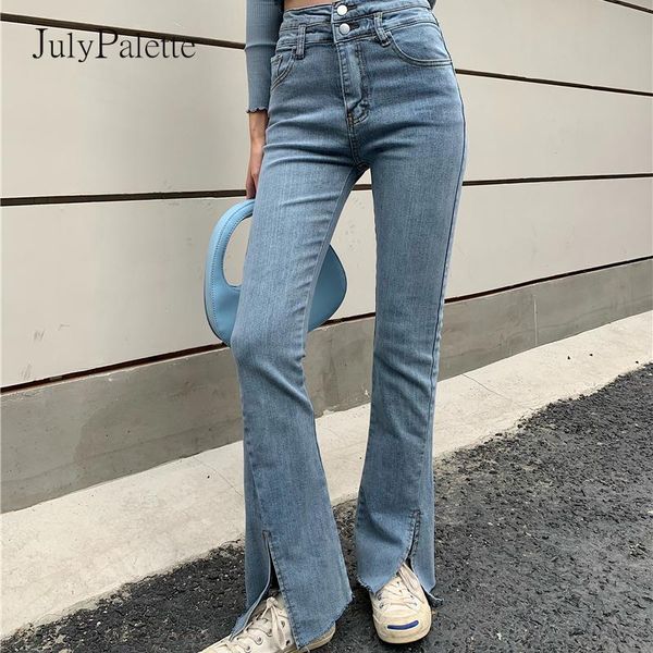 julypalette vintage high waist double buttons women jeans fashion elasticity skinny split flare slim female trousers women's, Blue
julypalette vintage high waist double buttons women jeans fashion elasticity skinny split flare slim female trousers women's, Blue