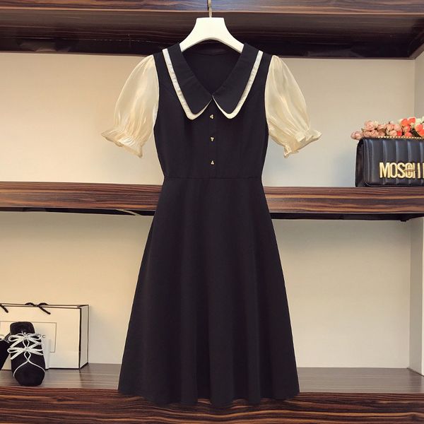 summer new doll collar age reduction 2021 show thin large medium length dress leisure fashion trend, Black;gray
summer new doll collar age reduction 2021 show thin large medium length dress leisure fashion trend, Black;gray