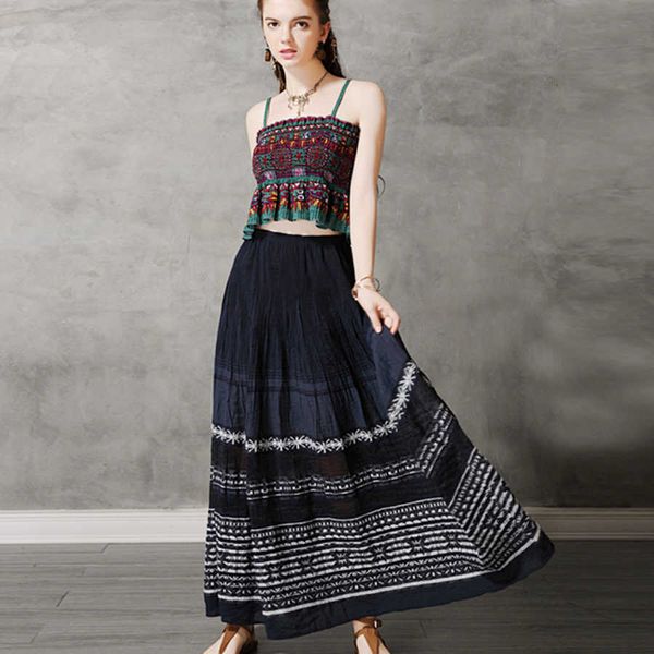skirts maxi for women navy cotton floral embroidery beach summer skirt gypsy a-line elastic waist long falda waw9, Black
skirts maxi for women navy cotton floral embroidery beach summer skirt gypsy a-line elastic waist long falda waw9, Black