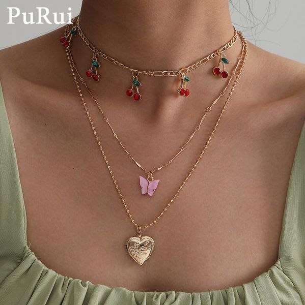 purui layered chains necklace for women kpop fresh cherry tassel butterfly pedant gothic gold color 3pcs choker jewelry pendant necklaces, Silver
purui layered chains necklace for women kpop fresh cherry tassel butterfly pedant gothic gold color 3pcs choker jewelry pendant necklaces, Silver