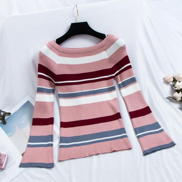 women's sweaters clothing striped off shoulder knitted pullover short design female style slim girl autumn, White;black
women's sweaters clothing striped off shoulder knitted pullover short design female style slim girl autumn, White;black