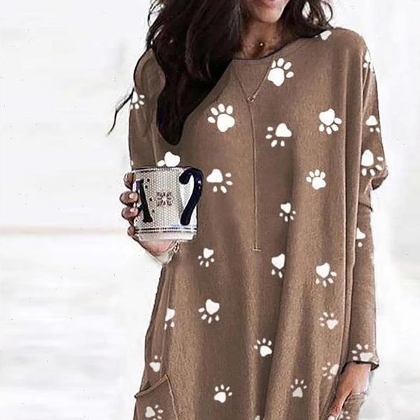 women womens shirt autumn stylish casual o neck paw print pockets tunic long blouse pullover drop, White
women womens shirt autumn stylish casual o neck paw print pockets tunic long blouse pullover drop, White