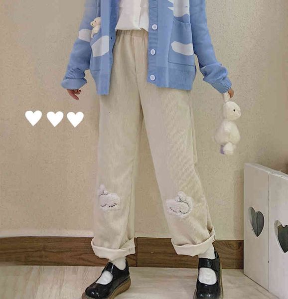 winter soft girl kawaii corduroy women harajuku cute cartoon embroidery casual trousers high waist loose straight pants, Black;white
winter soft girl kawaii corduroy women harajuku cute cartoon embroidery casual trousers high waist loose straight pants, Black;white
