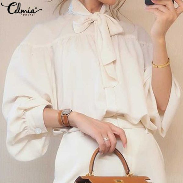 women's blouses & shirts blouses celmia women autumn elegant ol long sleeve casual loose tunic office party stylish bow blusas plus 82, White 
women's blouses & shirts blouses celmia women autumn elegant ol long sleeve casual loose tunic office party stylish bow blusas plus 82, White