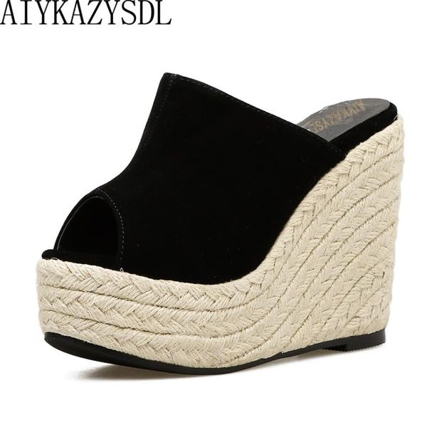 summer platform wedges sandals cane rope straw shoes espadrilles silppers mule slide ultra high heels, Black
summer platform wedges sandals cane rope straw shoes espadrilles silppers mule slide ultra high heels, Black