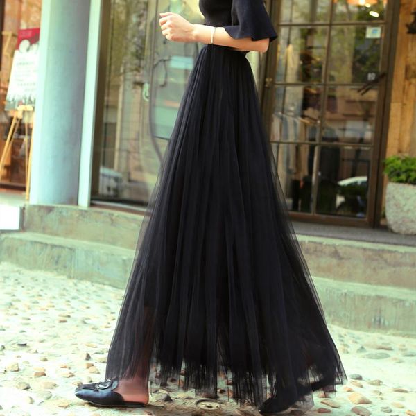 skirts mesh skirt mid length pleated a-line high waist pompous fairy yarn, Black
skirts mesh skirt mid length pleated a-line high waist pompous fairy yarn, Black