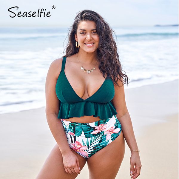 seaselfie plus size high waist bikini sets women large size green and floral ruffled two pieces swimsuit 2021 swimming suit, White;black
seaselfie plus size high waist bikini sets women large size green and floral ruffled two pieces swimsuit 2021 swimming suit, White;black