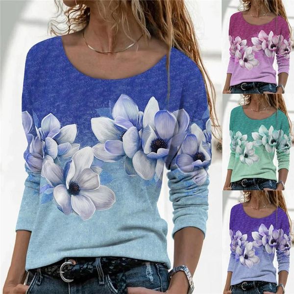 women's t-shirt 2021 spring and autumn printed round collar long sleeve wear, White
women's t-shirt 2021 spring and autumn printed round collar long sleeve wear, White
