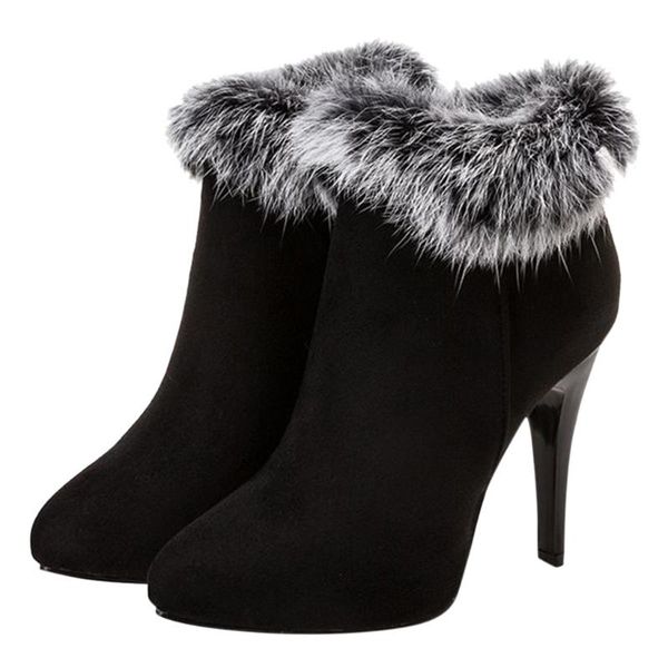 boots winter shoes woman pointed toe ankle for zipper high-heel, Black 
boots winter shoes woman pointed toe ankle for zipper high-heel, Black