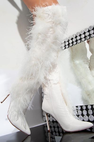 white 2021 feather over the knee boots women fur super high heel winter shoes woman pointy black thigh long
white 2021 feather over the knee boots women fur super high heel winter shoes woman pointy black thigh long
