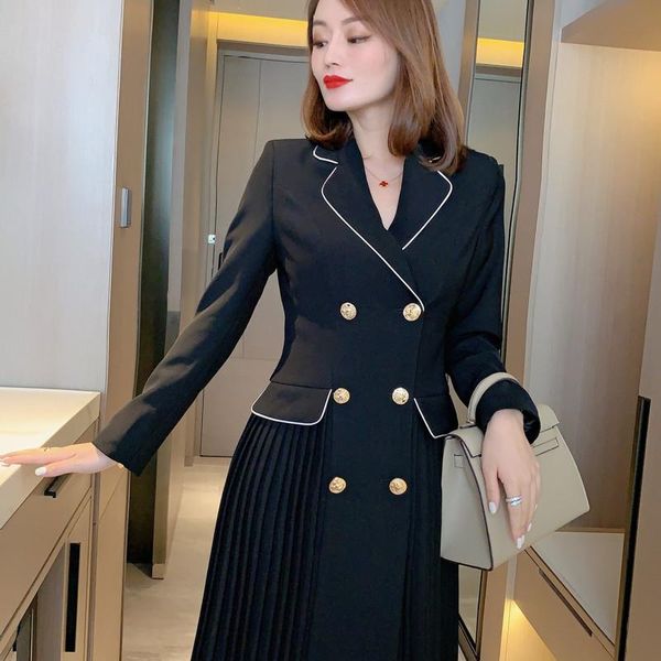 temperament dress goddess autumn 2021 women's commuting suit collar pleated black casual dresses, Black;gray
temperament dress goddess autumn 2021 women's commuting suit collar pleated black casual dresses, Black;gray