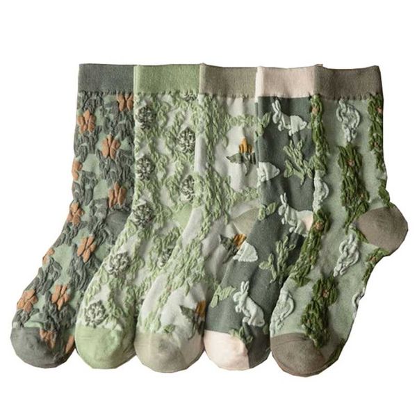 5 pairs women socks set retro country style green autumn floret soft skin-friendly breathable korean fashion calcetines 211204, Black;white
5 pairs women socks set retro country style green autumn floret soft skin-friendly breathable korean fashion calcetines 211204, Black;white