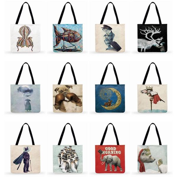 shopping bags foldable bag british simple illustration printed ladies shoulder women casual tote fashion beach
shopping bags foldable bag british simple illustration printed ladies shoulder women casual tote fashion beach