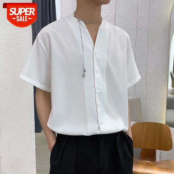 korean style chic simple and temperament solid color stand-up collar shirt men's vertical cut drape short-sleeved #jw3m, White;black
korean style chic simple and temperament solid color stand-up collar shirt men's vertical cut drape short-sleeved #jw3m, White;black