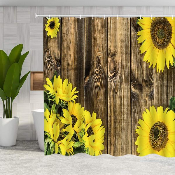 vintage sunflower shower curtain brown wooden board rustic bathroom curtain fabric bathroom accessories polyester with hooks
vintage sunflower shower curtain brown wooden board rustic bathroom curtain fabric bathroom accessories polyester with hooks