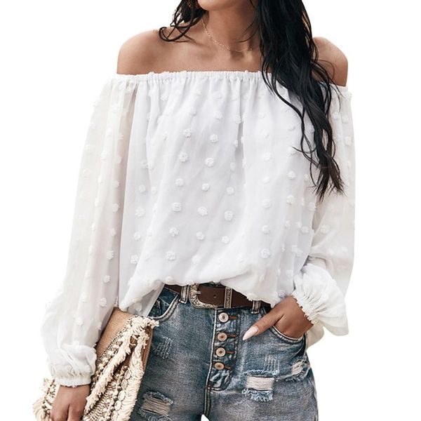 women's blouses & shirts polka dot ladies one-neck long-sleeved fashion vintage loose chiffon solid color casual, White
women's blouses & shirts polka dot ladies one-neck long-sleeved fashion vintage loose chiffon solid color casual, White