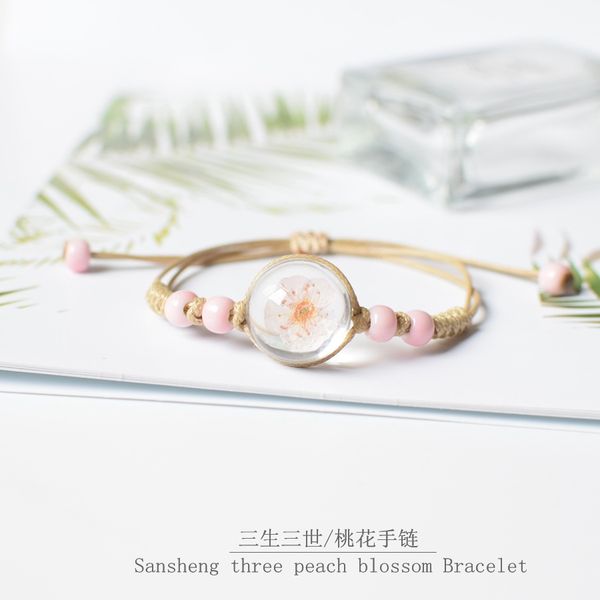 

starry dried flower specimen preserved fresh flower bracelet couple girlfriends gift ornament japanese and korean fashion cross-border peach, Golden;silver