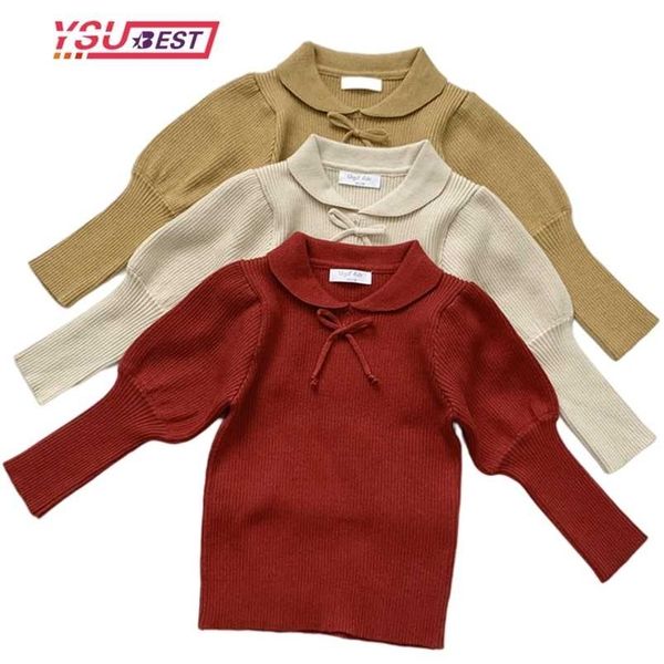 spring autumn baby kids girls puff sleeve pure color knit sweater bow pullover sweaters children's clothes 211201, Blue
spring autumn baby kids girls puff sleeve pure color knit sweater bow pullover sweaters children's clothes 211201, Blue
