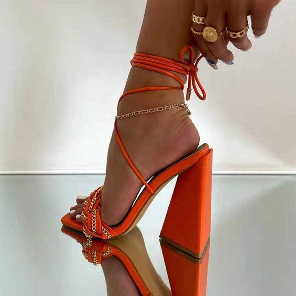 dress shoes fashion metal chain braiding lace up sandals block high heel summer outdoor women cross strap square toe, Black
dress shoes fashion metal chain braiding lace up sandals block high heel summer outdoor women cross strap square toe, Black
