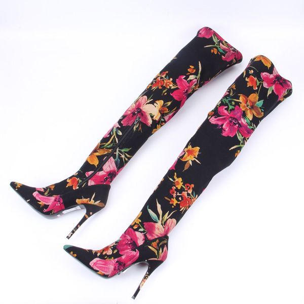 2022 autumn women thigh high bootsflower print stretch fabricthin heelpointed toeside zipdropshipping, Black
2022 autumn women thigh high bootsflower print stretch fabricthin heelpointed toeside zipdropshipping, Black