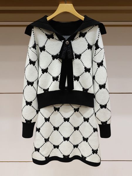 2021 autumn new bow plaid sailor collar sweaters skirt youthful-looking two-piece set women, Black;gray
2021 autumn new bow plaid sailor collar sweaters skirt youthful-looking two-piece set women, Black;gray