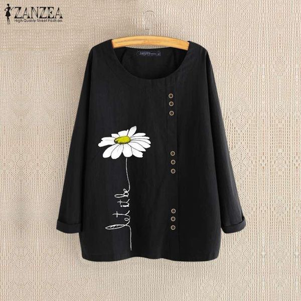 women's blouses & shirts spring zanzea 2021 fashion print long sleeve blusas female daisy floral tunic button chemise oversize, White
women's blouses & shirts spring zanzea 2021 fashion print long sleeve blusas female daisy floral tunic button chemise oversize, White