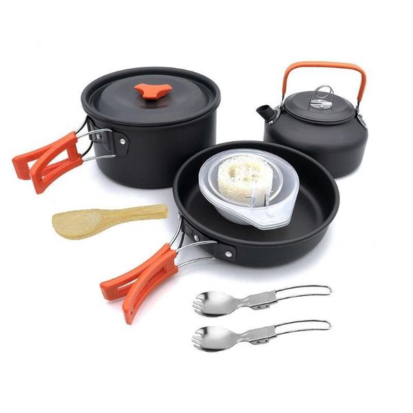camp kitchen 11pcs outdoor travel hiking cookware tableware picnic cooking pan fry kettle teapot foldable fork spoon kit camping tools
camp kitchen 11pcs outdoor travel hiking cookware tableware picnic cooking pan fry kettle teapot foldable fork spoon kit camping tools