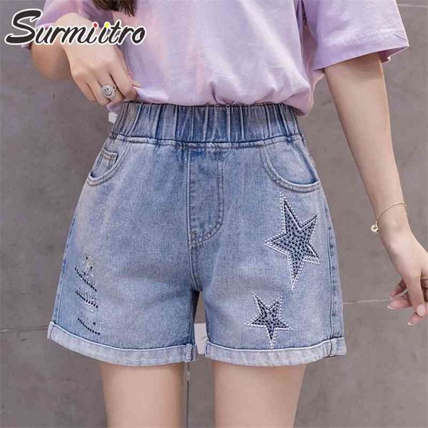 summer plus size s-3xl blue denim shorts women korean style stars high elastic waist jeans female short pants 210421, White;black
summer plus size s-3xl blue denim shorts women korean style stars high elastic waist jeans female short pants 210421, White;black