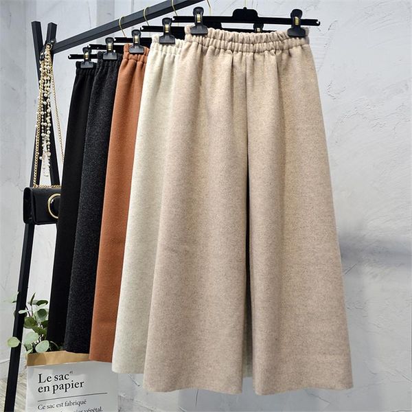 women's pants & capris 2021 autumn winter women long trousers elastic high waist thicken woolen students wide leg loose casual ab1196, Black;white
women's pants & capris 2021 autumn winter women long trousers elastic high waist thicken woolen students wide leg loose casual ab1196, Black;white