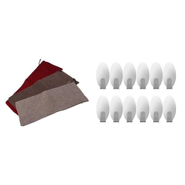 12pcs stainless steel adhesive kitchen bathroom wall door hook & 3pcs linen burlap wine bags, bottle bags hooks rails
12pcs stainless steel adhesive kitchen bathroom wall door hook & 3pcs linen burlap wine bags, bottle bags hooks rails