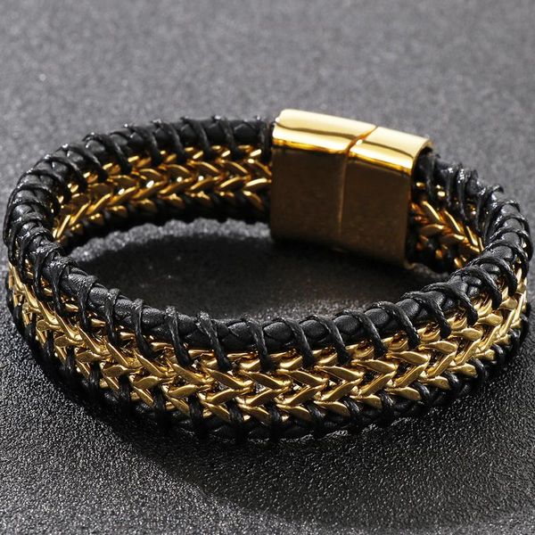 tennis vintage mesh stainless steel wide bracelet&bangle genuine cowhide leather braided wristband magnet clasp homme armband male gift, Golden;silver
tennis vintage mesh stainless steel wide bracelet&bangle genuine cowhide leather braided wristband magnet clasp homme armband male gift, Golden;silver