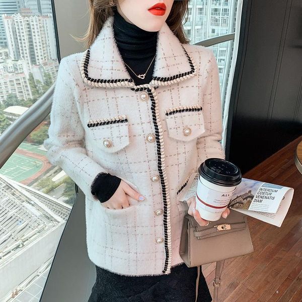 women's wool & blends coat cashmere female elegant woolen jacket women autumn mink velvet plaid cardigan baggy thick jaquetas veste fem, Black
women's wool & blends coat cashmere female elegant woolen jacket women autumn mink velvet plaid cardigan baggy thick jaquetas veste fem, Black