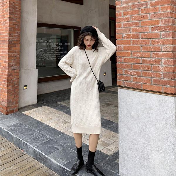autumn winter woman long knit straight dress korean style fashion loose oversize warm elegant lady midi party robe casual dresses, Black;gray
autumn winter woman long knit straight dress korean style fashion loose oversize warm elegant lady midi party robe casual dresses, Black;gray