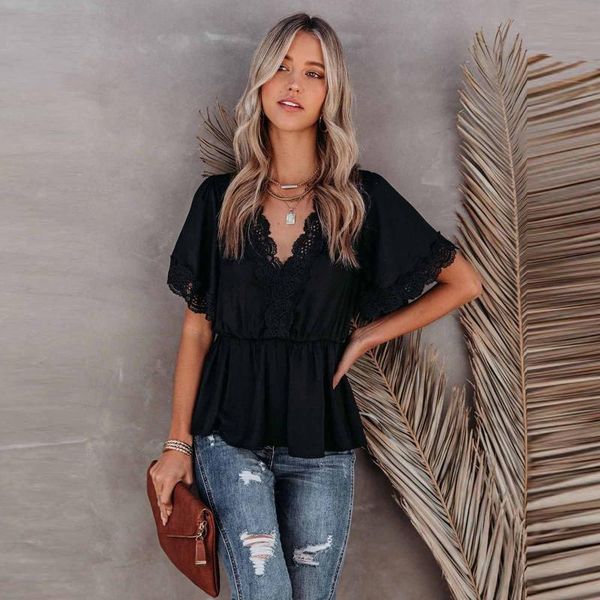 women's blouses & shirts women blouse solid lace chiffon leaky back frenulum short sleeve v-neck plus size elegant summer, White
women's blouses & shirts women blouse solid lace chiffon leaky back frenulum short sleeve v-neck plus size elegant summer, White