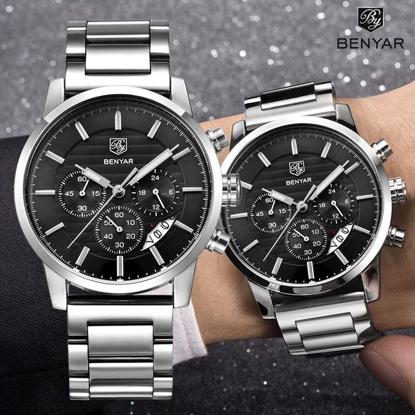 wristwatches benyar business quartz men's watches sport for men stainless steel multifunction clock waterproof chronograph 2021, Slivery;brown
wristwatches benyar business quartz men's watches sport for men stainless steel multifunction clock waterproof chronograph 2021, Slivery;brown