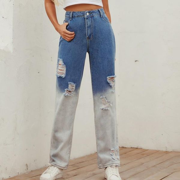 women's jeans stitching high waist slim wide-leg trousers street outdoor personality ripped jeans#g30, Blue
women's jeans stitching high waist slim wide-leg trousers street outdoor personality ripped jeans#g30, Blue