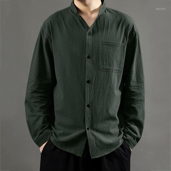 men's casual shirts solid color for men cotton linen shirt male short sleeve stand collar loose camisas para hombre, White;black
men's casual shirts solid color for men cotton linen shirt male short sleeve stand collar loose camisas para hombre, White;black