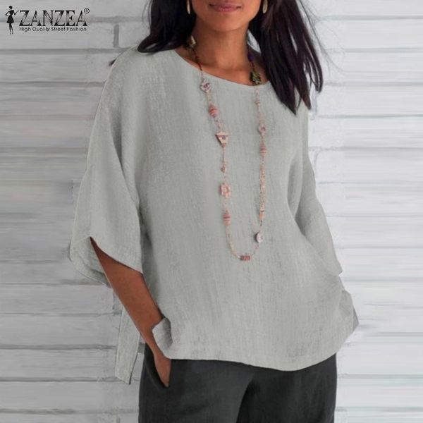 women's blouses & shirts women plain 3/4 sleeve blouse zanzea summer elegant cotton o neck shirt casual loose chemise party ol ladies, White
women's blouses & shirts women plain 3/4 sleeve blouse zanzea summer elegant cotton o neck shirt casual loose chemise party ol ladies, White