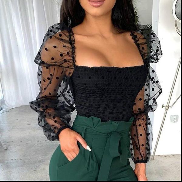 women shirt blouse shirts polka dot sheer long puff sleeve crop bodycon summer blouses female, White
women shirt blouse shirts polka dot sheer long puff sleeve crop bodycon summer blouses female, White