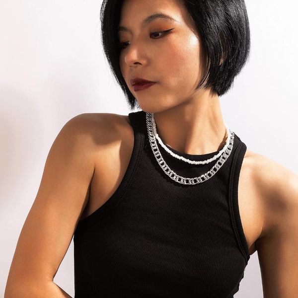 chokers tocona double layer beaded choker necklace for women men punk silver color metal clavicle chain trendy jewelry party gift 17963, Golden;silver
chokers tocona double layer beaded choker necklace for women men punk silver color metal clavicle chain trendy jewelry party gift 17963, Golden;silver